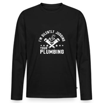 Handwerker Installateur Spruch Klempner - Männer Premium Bio Langarmshirt - Schwarz - Vorne - Nico (187cm)