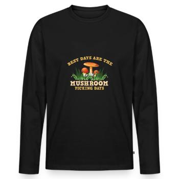Pilzsammler Pilz Motiv für Pilzsucher - Männer Premium Bio Langarmshirt - Schwarz - Vorne - Nico (187cm)