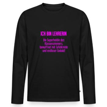 Lehrerin - Die Superheldin des Klassenzimmers! - Männer Premium Bio Langarmshirt - Schwarz - Vorne - Nico (187cm)
