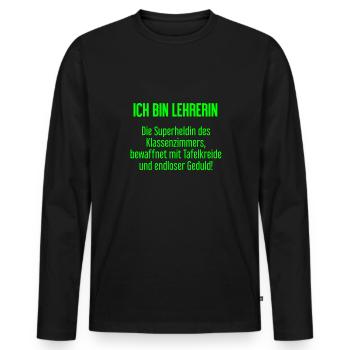 Lehrerin - Die Superheldin des Klassenzimmers! - Männer Premium Bio Langarmshirt - Schwarz - Vorne - Nico (187cm)