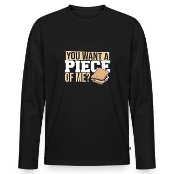 Drôle tu veux un morceau de moi Marshmallow Smore Cam - T-shirt manches longues Premium bio Homme - noir - Devant - Nico (187cm)