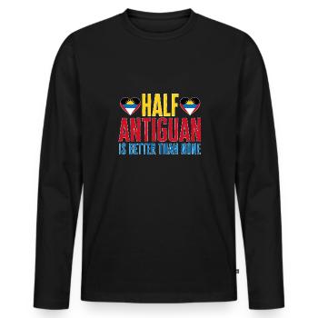 Antigua und Barbuda Flagge - Männer Premium Bio Langarmshirt - Schwarz - Vorne - Nico (187cm)