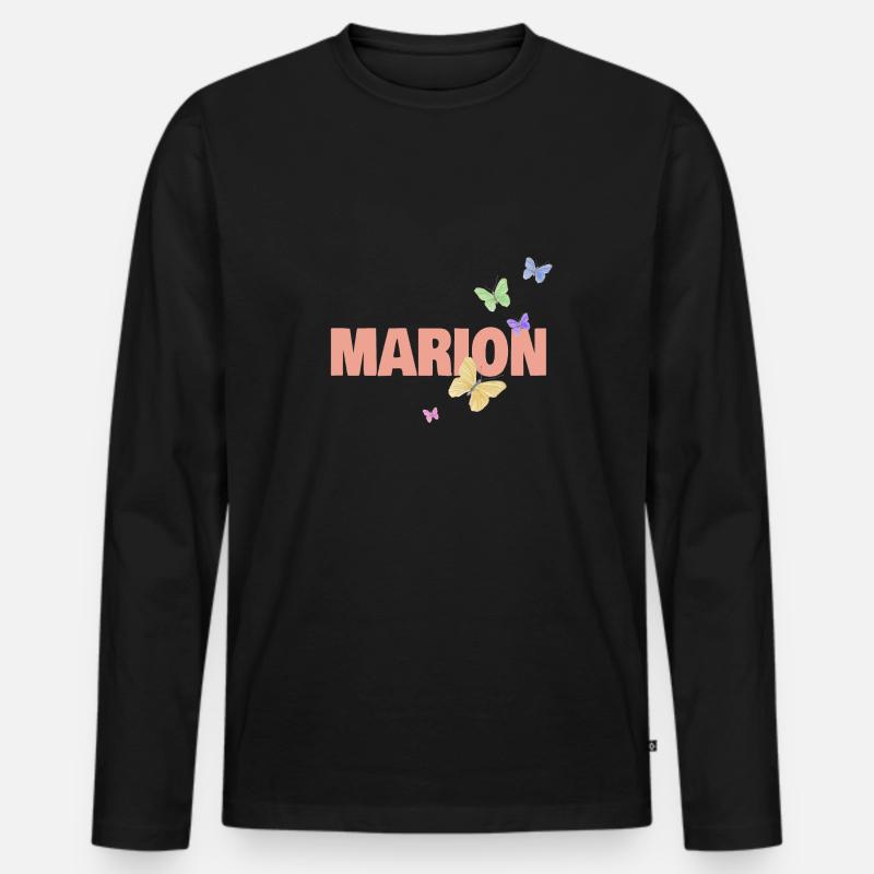 Marion - Männer Premium Bio Langarmshirt - Schwarz