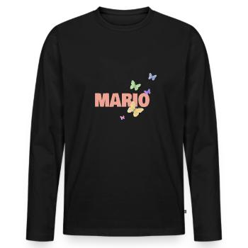 Geschenk für Mario - Männer Premium Bio Langarmshirt - Schwarz - Vorne - Nico (187cm)