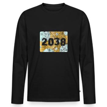 Zahl 2038 - Männer Premium Bio Langarmshirt - Schwarz - Vorne - Nico (187cm)