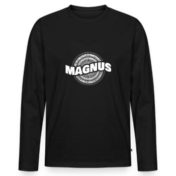 Geschenk für Magnus - Männer Premium Bio Langarmshirt - Schwarz - Vorne - Nico (187cm)