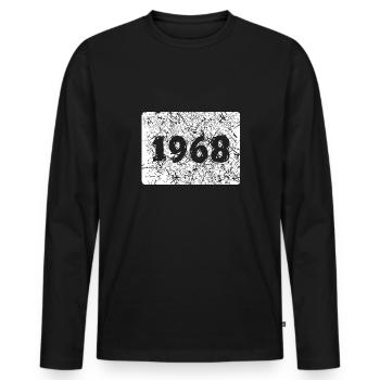 Zahl 1968 - Männer Premium Bio Langarmshirt - Schwarz - Vorne - Nico (187cm)