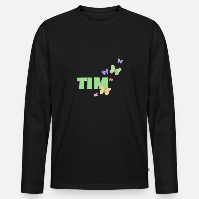 Tim - Männer Premium Bio Langarmshirt - Schwarz