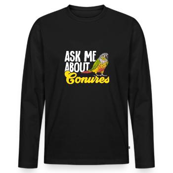 Molina Parakeet Parrot Bird Parakeet - Men's Premium Organic Long Sleeve Shirt - black - Front - Nico (187cm)