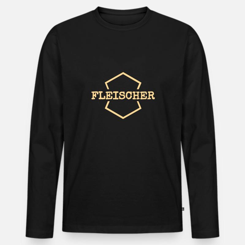 Arbeit Fleischer - Männer Premium Bio Langarmshirt - Schwarz