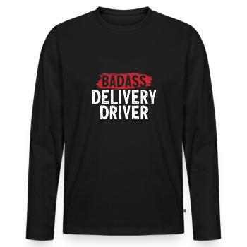 Livraison de colis fournisseur - T-shirt manches longues Premium bio Homme - noir - Devant - Nico (187cm)