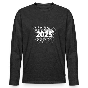 Bulles 2025 - T-shirt manches longues Premium bio Homme - anthracite chiné - Devant - Nico (187cm)
