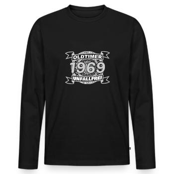 Accident-free 1969 - Men's Premium Organic Long Sleeve Shirt - black - Front - Nico (187cm)