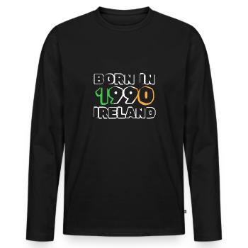 Ireland 1990 - Men's Premium Organic Long Sleeve Shirt - black - Front - Nico (187cm)