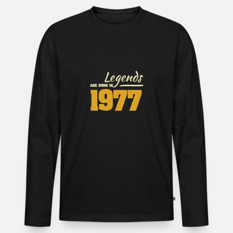 1977 - Männer Premium Bio Langarmshirt - Schwarz