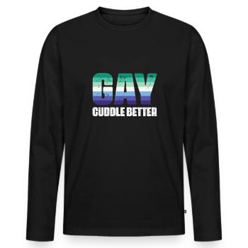 LBGT Flag Gay PrideCudeCuddle Better - T-shirt manches longues Premium bio Homme - noir - Devant - Nico (187cm)