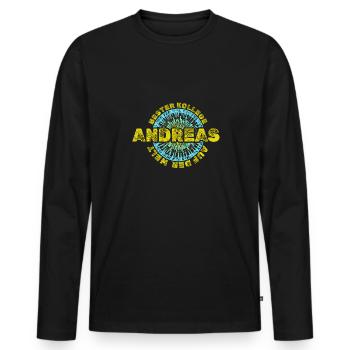 Arbeitskollege Andreas - Männer Premium Bio Langarmshirt - Schwarz - Vorne - Nico (187cm)