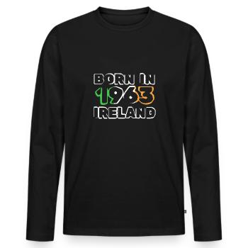 1963 - Männer Premium Bio Langarmshirt - Schwarz - Vorne - Nico (187cm)