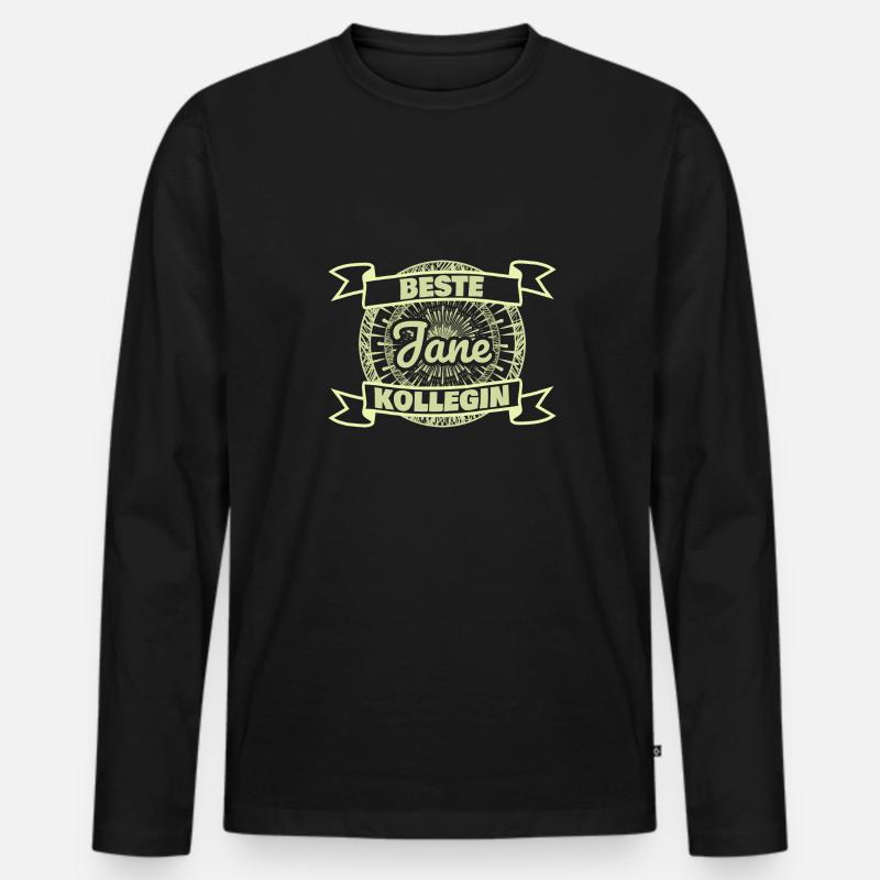 Arbeitskollegin Jane - Männer Premium Bio Langarmshirt - Schwarz