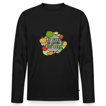 Vegan Fleischlos Tierlieb & Veganer - Männer Premium Bio Langarmshirt - Schwarz - Vorne - Nico (187cm)