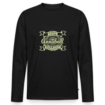 Kollegin Annabell - Männer Premium Bio Langarmshirt - Schwarz - Vorne - Nico (187cm)