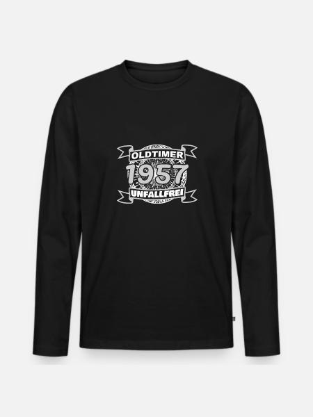 1957 - Männer Premium Bio Langarmshirt - Schwarz