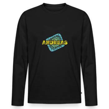 Anniversaire Andreas - T-shirt manches longues Premium bio Homme - noir - Devant - Nico (187cm)