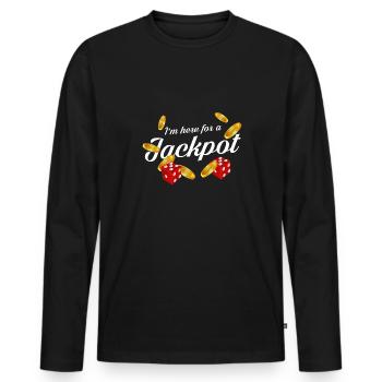 Im here for a jackpot Design for a casino - Men's Premium Organic Long Sleeve Shirt - black - Front - Nico (187cm)