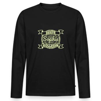 Kollegin Sophie - Männer Premium Bio Langarmshirt - Schwarz - Vorne - Nico (187cm)
