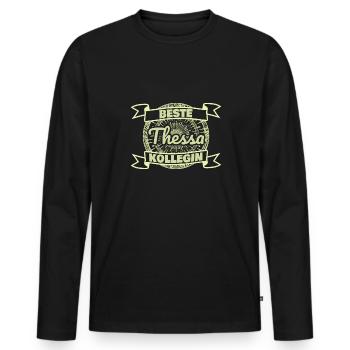 Kollegin Thessa - Männer Premium Bio Langarmshirt - Schwarz - Vorne - Nico (187cm)
