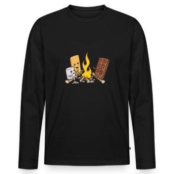 S'more Lagerfeuer Marshmallow Camping - Männer Premium Bio Langarmshirt - Schwarz - Vorne - Nico (187cm)