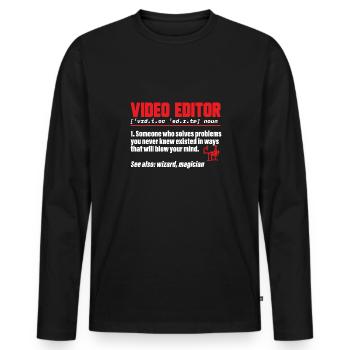 Monteur vidéo Cinéaste Vidéaste - T-shirt manches longues Premium bio Homme - noir - Devant - Nico (187cm)