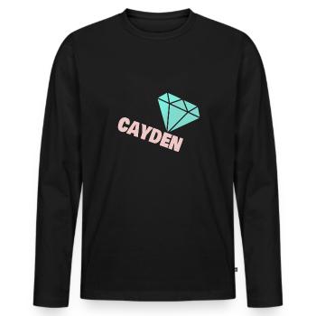 Edel Cayden - Männer Premium Bio Langarmshirt - Schwarz - Vorne - Nico (187cm)