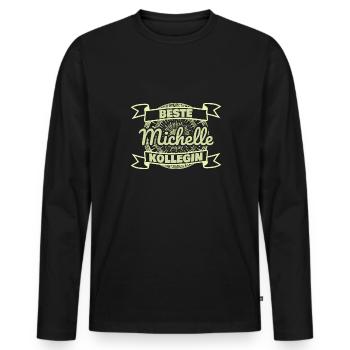 Work colleague Michelle - Men's Premium Organic Long Sleeve Shirt - black - Front - Nico (187cm)