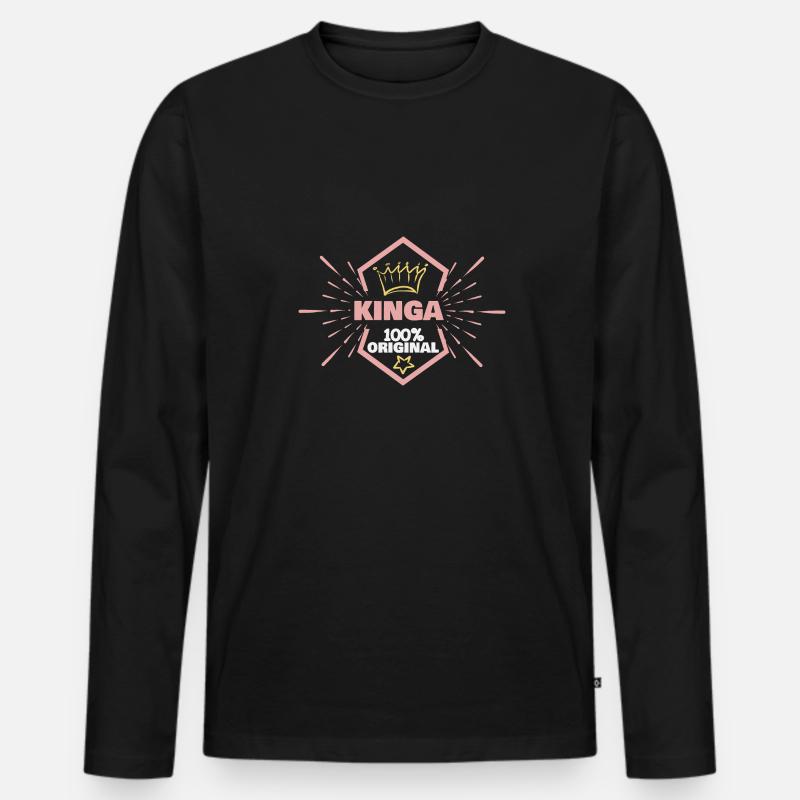 Vorname Kinga - Männer Premium Bio Langarmshirt - Schwarz