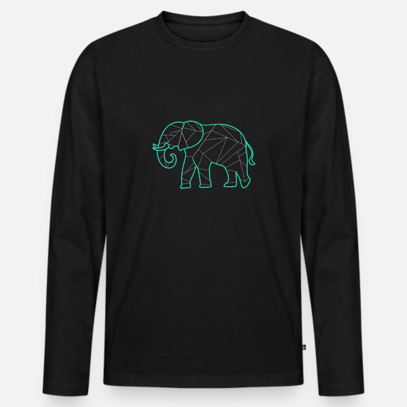 Geometrisch Elefant geometric elephant - Männer Premium Bio Langarmshirt - Schwarz