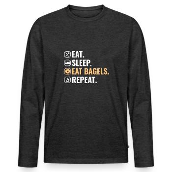 Bagel Disant Cadeau - T-shirt manches longues Premium bio Homme - anthracite chiné - Devant - Nico (187cm)