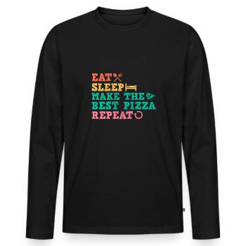 Pizza Baker Pizza Lovers Pizza Gift - Men's Premium Organic Long Sleeve Shirt - black - Front - Nico (187cm)