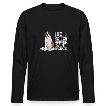 St. Bernard St. Bernard Dog Dog - Men's Premium Organic Long Sleeve Shirt - black - Front - Nico (187cm)