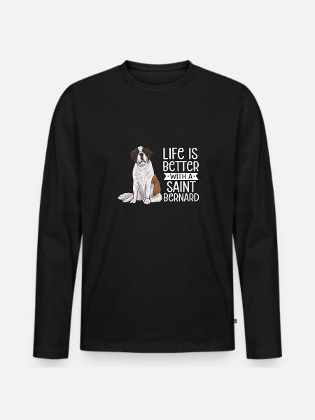 Saint-Bernard Chien Saint-Bernard - T-shirt manches longues Premium bio Homme - noir