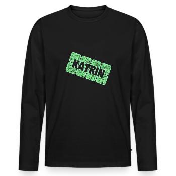Katrin als Vorname - Männer Premium Bio Langarmshirt - Schwarz - Vorne - Nico (187cm)
