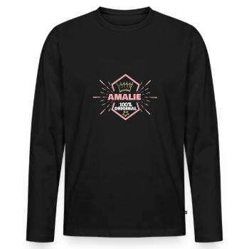 Cadeau pour Amalie - T-shirt manches longues Premium bio Homme - noir - Devant - Nico (187cm)
