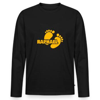 Raphael als Geburt - Männer Premium Bio Langarmshirt - Schwarz - Vorne - Nico (187cm)