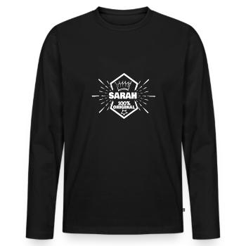 Sarah - Men's Premium Organic Long Sleeve Shirt - black - Front - Nico (187cm)