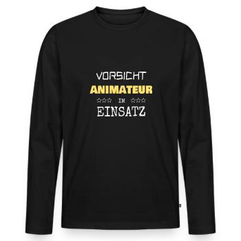 Entertainer - Men's Premium Organic Long Sleeve Shirt - black - Front - Nico (187cm)