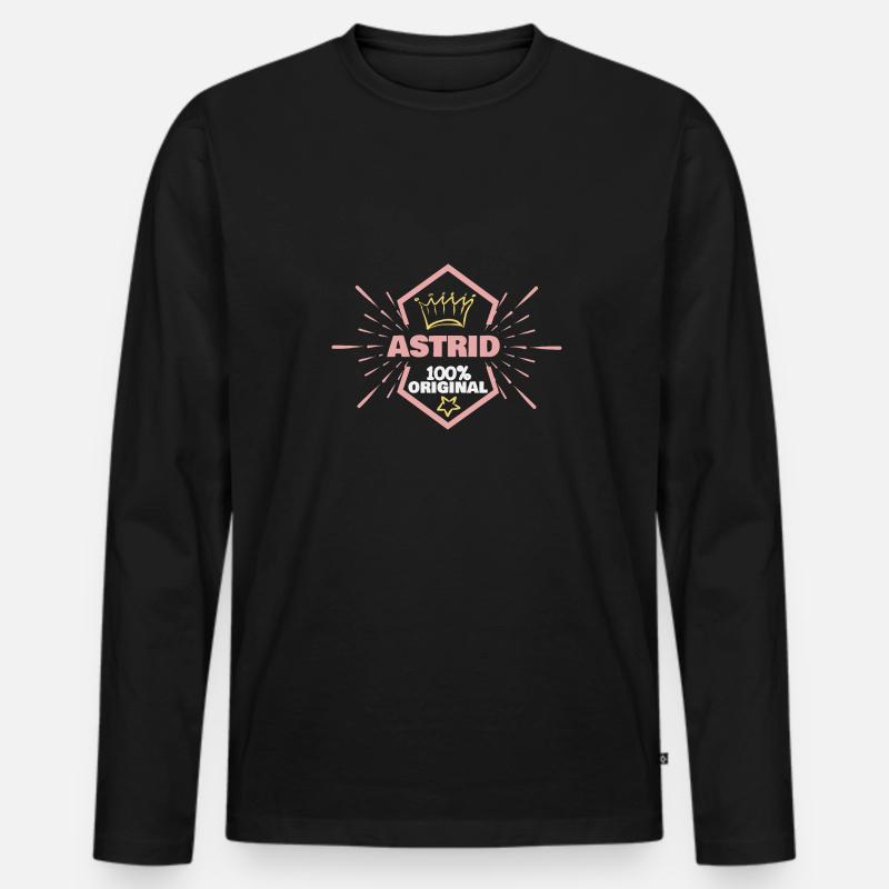Astrid - Männer Premium Bio Langarmshirt - Schwarz
