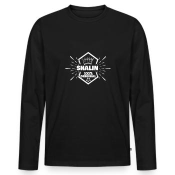 First name Shalin - Men's Premium Organic Long Sleeve Shirt - black - Front - Nico (187cm)