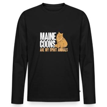 Maine Coon Chat - T-shirt manches longues Premium bio Homme - noir - Devant - Nico (187cm)