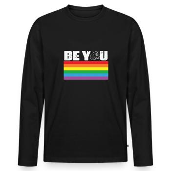 LBGT Flag Gay Pride Human Be You - T-shirt manches longues Premium bio Homme - noir - Devant - Nico (187cm)