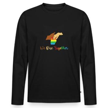 LBGT Flag Gay Pride Human We rise togheter - Men's Premium Organic Long Sleeve Shirt - black - Front - Nico (187cm)